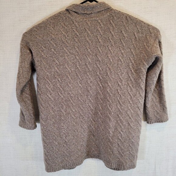 J Jill Cardigan Sweater Womens S Petite Brown Long Sleeve Chunky Knit Alpaca - Picture 2 of 9